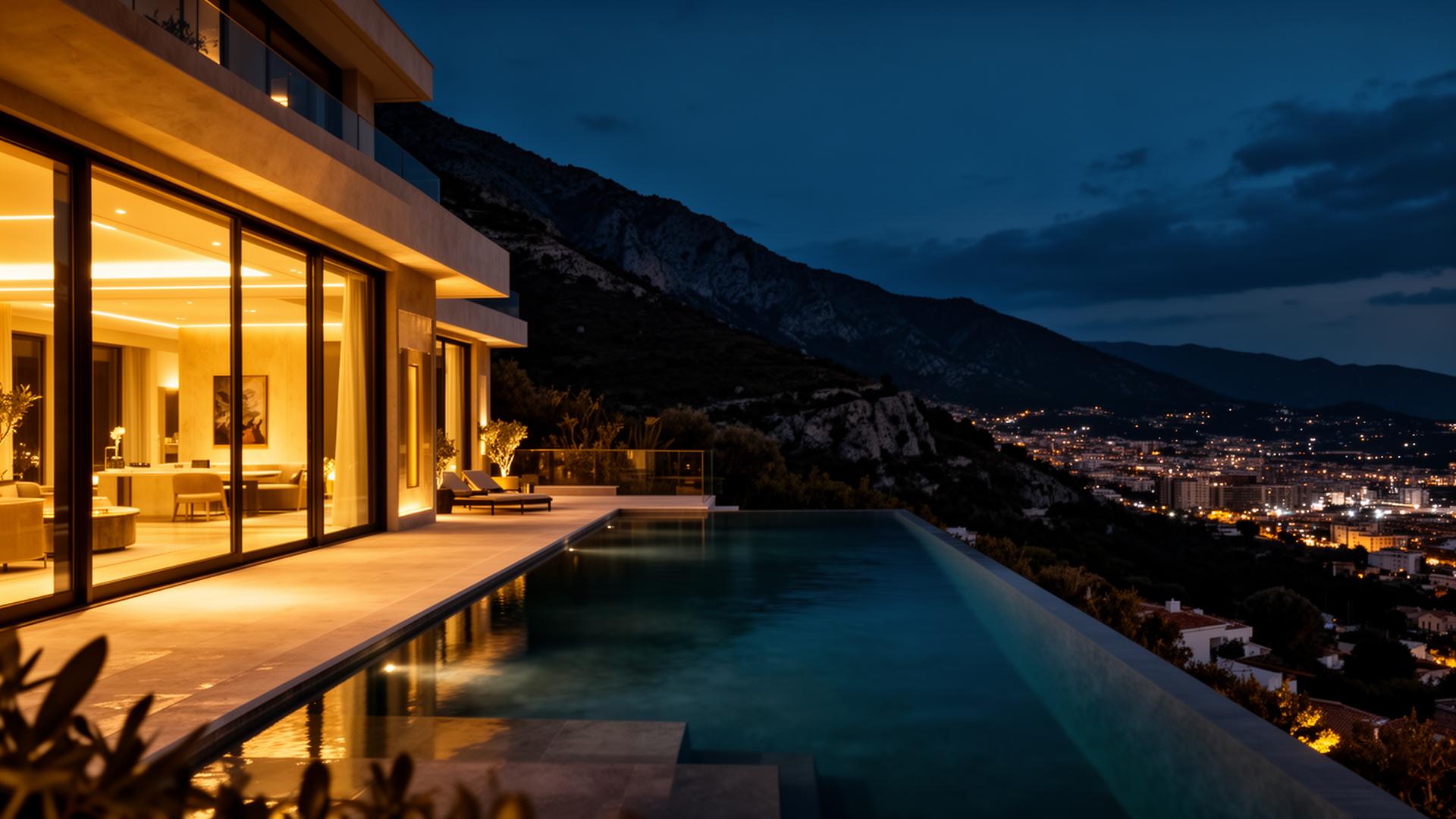 Luxury villa at night
